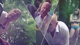 Old Man Bangs Two Tight Pussy Teens In The Forest